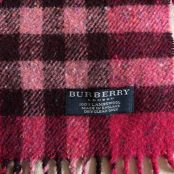 Burberry London wool scarf pink plaid - Picture 2 of 5
